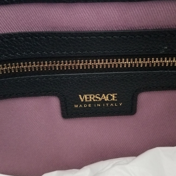 Versace La Medusa Leather Drawstring Shoulder Bag Black - Picture 10 of 14